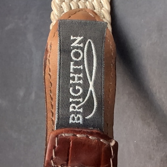 Men's Brighton Tan/ Brown Braided Belt With Brass Buckle,Size 38. - Picture 5 of 12